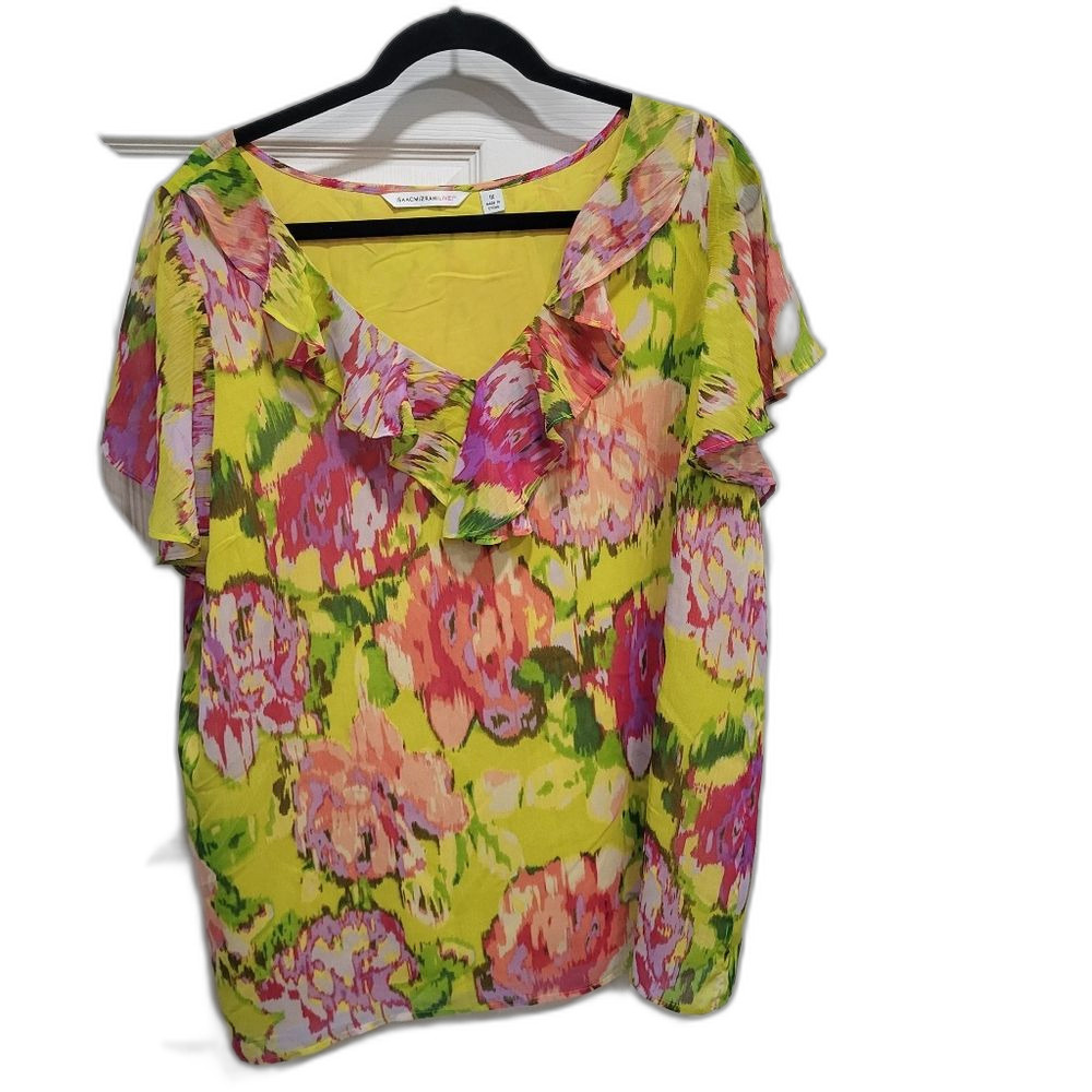 2/$30 Vibrant Ruffle Blouse 1X